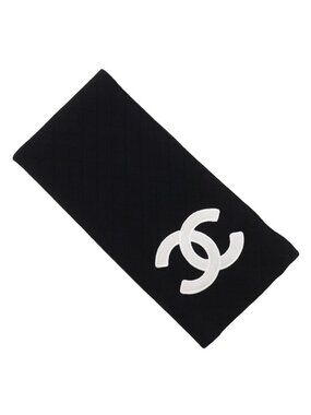 Chanel Cambon Line Wool Black Scarf